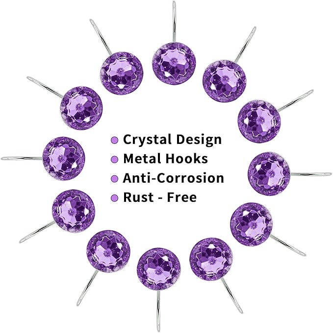 MitoVilla Purple Shower Curtain Hooks Rings, Metal Shower Hooks for Shower Curtain Liner, Purple Rust Proof Shower Rings for Curtain Accessories and Bathroom Shower Rod, 12 Pack Bathroom Set