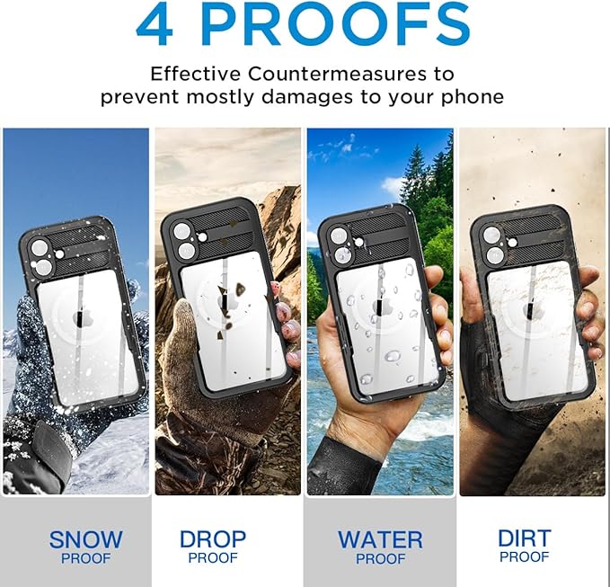 AICase Waterproof Case for iPhone 16(6.1") with MagSafe Support Snowproof,Dustproof/Shockproof,IP68 Certified 360 Full Body Protection Fully Sealed Underwater Cover for iPhone 16 2024_1