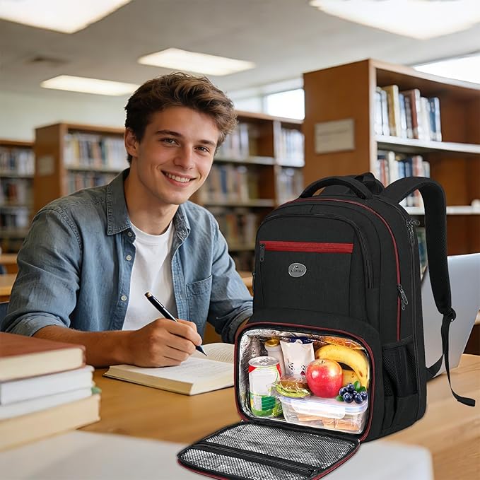 MATEIN Mens Backpack with Lunch Box, Sturdy Padded 17 Inch Laptop Backpack for College, Water Resistant TSA Work Bag with Cooler Compartment, Large Computer Bag for Campus Class Commute