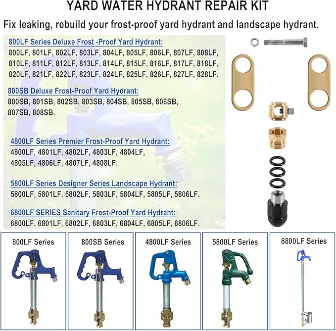 850 Sb Parts Kit Yard Water Hydrant Repair Rebuild Kit & 8842 Plunger Fit for Simmons 800LF 800SB 4800LF 5800LF 6800LF Series Frost Proof Landscape Outdoor Yard Hydrant