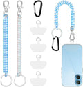 takyu 2PCS Phone Lanyard Tether Strap with 4*Patch and 1*Carabiner for Travel Outdoor Hiking Cycling Climbing Skiing Compatible for iPhone Most Smartphones - White Blue
