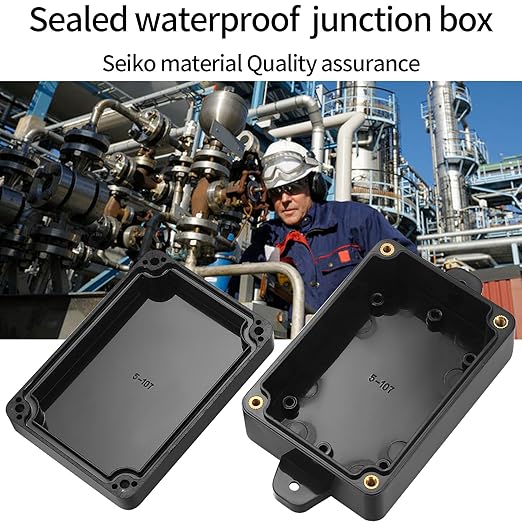 Project Box, 4pcs Junction Boxes, IP65 Waterproof Electrical Boxes, ABS Plastic Dustproof Electrical Project Case Power Junction Boxes with Fixed Ear for Outdoor Electronics - 3.3x2.3x1.37