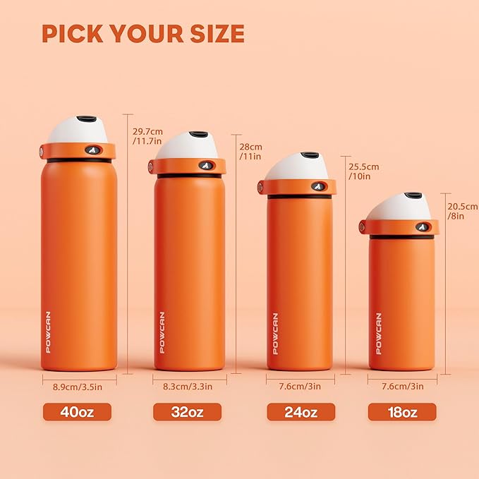 POWCAN 18 oz Steel Insulated Water Bottle: 2-in-1 Push-Button Spout & Quick-Flip Straw, Leakproof, Cold 24Hrs, Lockable, Fits Car Cup Holder, Ideal for Sports, Trip, Gym, School, Gift (Sunny Puppy)