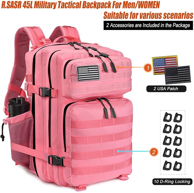 45L Tactical Backpack for Men Women, Military Assault Pack with MOLLE, Large 3 Day Bug Out Bag for Hiking Camping