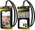 Floating Waterproof Phone Pouch 2 Pack - IPX8 Waterproof Phone Case with Lanyard, Universal Protector for iPhone 17/16/15/14/13 Pro Max Plus & Galaxy S25/S24, Yellow