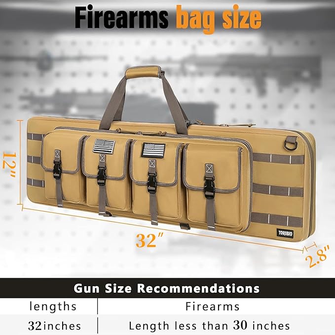 TORIBIO Double Rifle Case Soft Bag 32" 34" 36" 42" 46" 48'' 51“ 55” Gun Case Tactical for Rifle Firearm Storage, Transportation and Hunting Shooting Range, Rifle Backpack