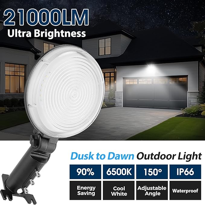 LED Barn Light 150W 21000LM Dusk to Dawn Outdoor Lighting, 6500K Daylight Yard Lights, IP66 Waterproof Street Lights for Farmhouse Garage Warehouse Outdoor Security