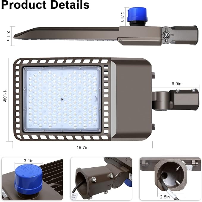 45000LM LED Parking Lot Light 300W 150LM/W led Shoebox Dusk to Dawn Outdoor Flood Lights for Street IP65 Waterproof 5500K 100-277V Commercial Exterior Fixture for Stadium,Yard,Park