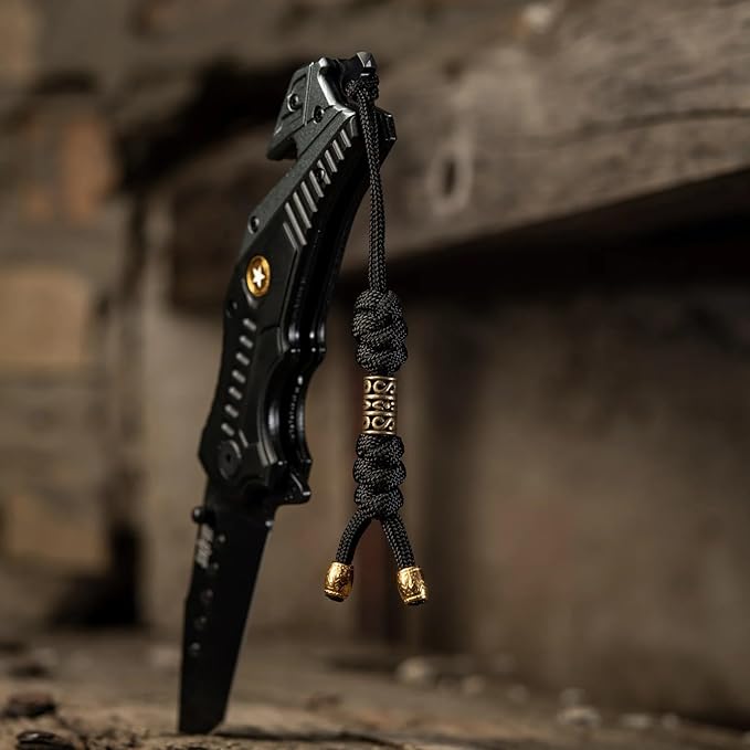 M-Tac Skull Knife Lanyard with Bead – Paracord Lanyard for Knives & EDC – Tactical Knife Fob Pull Cord – Durable Paracord