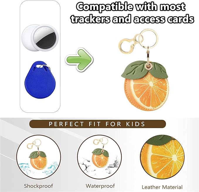 Leather Keychain Holder Case Compatible with AirTag,Cute air tag Cover with Keychain Ring,GPS Tracker Case for Keys