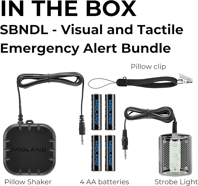 Midland - NOAA Emergency Radio Bundle with Strobe Light and Pillow Shaker