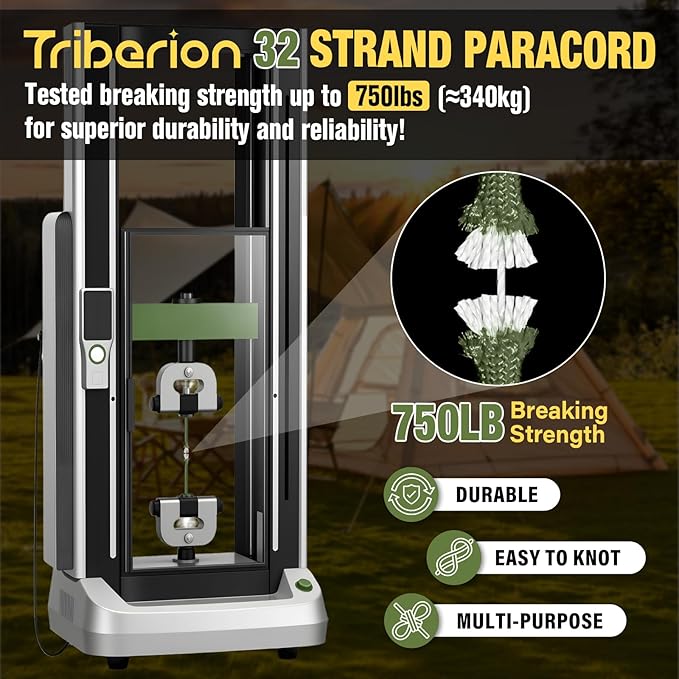 Paracord Rope 750 lb - 1000ft / 500ft / 200ft / 100ft 5/32" Parachute Cord 4MM 12-Strand para Cord - Heavy Duty Spool String for Survival,Camping Gear, Survival Bracelet, Clothesline