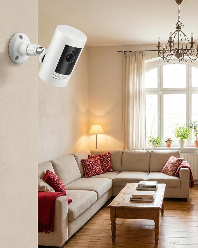 3 Pack Camera Mount Bracket Compatible with Ring Stick Up Cam, Ring Outdoor Cam Plus, Ring Indoor Cam, 360° Adjustable Wall & Ceiling Mount, Weatherproof (White)