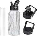 BJPKPK Insulated Water Bottles with Straw Lid, 27oz Stainless Steel Water Bottle with 3 Lids, Leak Proof BPA Free Metal Thermo, Mugs, Tumblers, Keep Cold Hot - White Birch