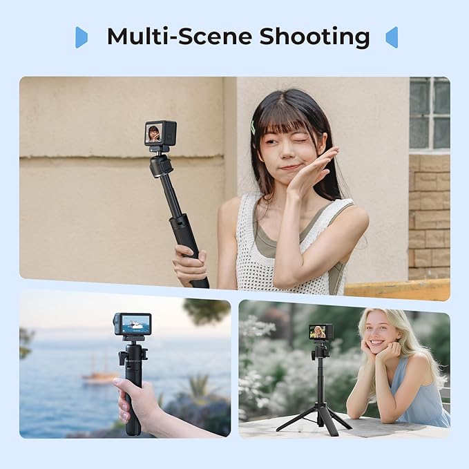 SmallRig Action Camera Selfie Stick Tripod, 7.8-21.6in Extendable, 360° Ball Head, Cold Shoe Mount, Quick Release Adapter for DJI Action 5 Pro/4, 1/4-20" Screw for Hero 13/12/11, Webcam - 5435