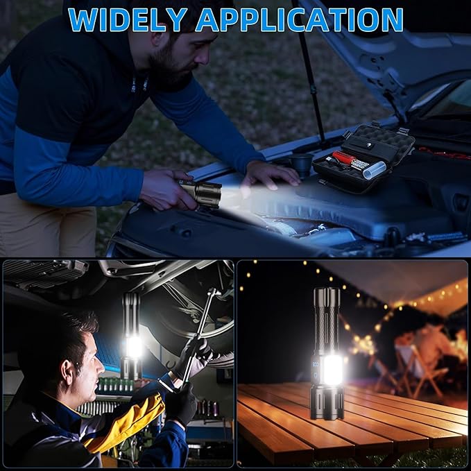 Rechargeable LED Flashlight, Super Bright 99000 High Lumens Flash Light, 9 Modes Zoomable Flashlight with LCD Display, Waterproof Tactical Flashlights for Camping, Home Emergency