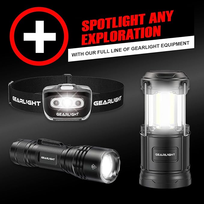 GearLight LED Flashlight Bright, Zoomable Tactical Flashlights with High Lumens and 5 Modes for Emergency and Outdoor Use -Camping Accessories -S1000 - S1000-1 Pack, (Batteries Included)