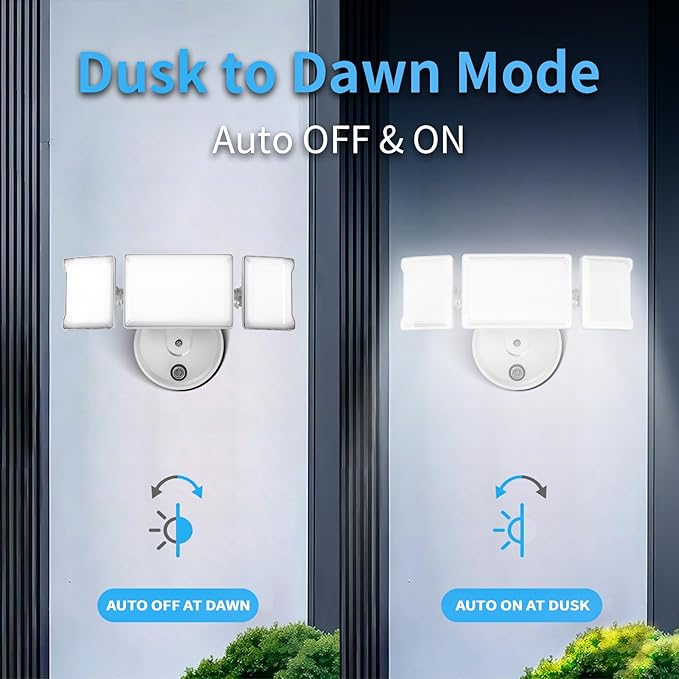 Olafus 80W Flood Lights Dusk to Dawn Outdoor Lighting, IP65 Waterproof LED Security Light with Photocell, 8000LM Dusk Dawn Outside Light, 6500K White Exterior Floodlight for Yard, Garden, Porch