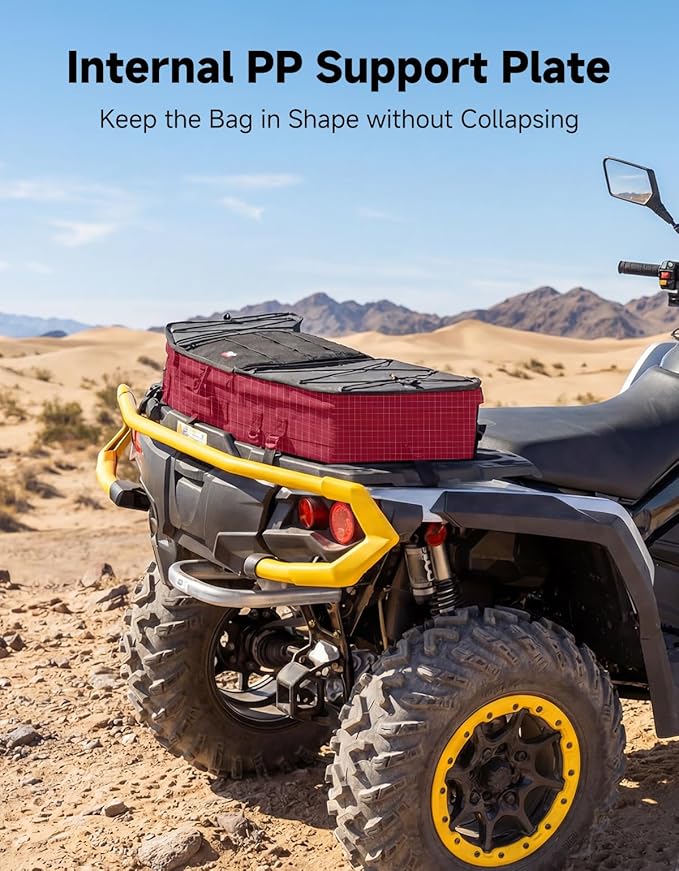 KEMIMOTO Portable ATV Front Rear Rack Bag UTV Cargo Bed Storage, Flat Gear Box with Molle System, Compatible with Polaris Sportsman Ranger RZR Can-Am,1680D Water-resistant