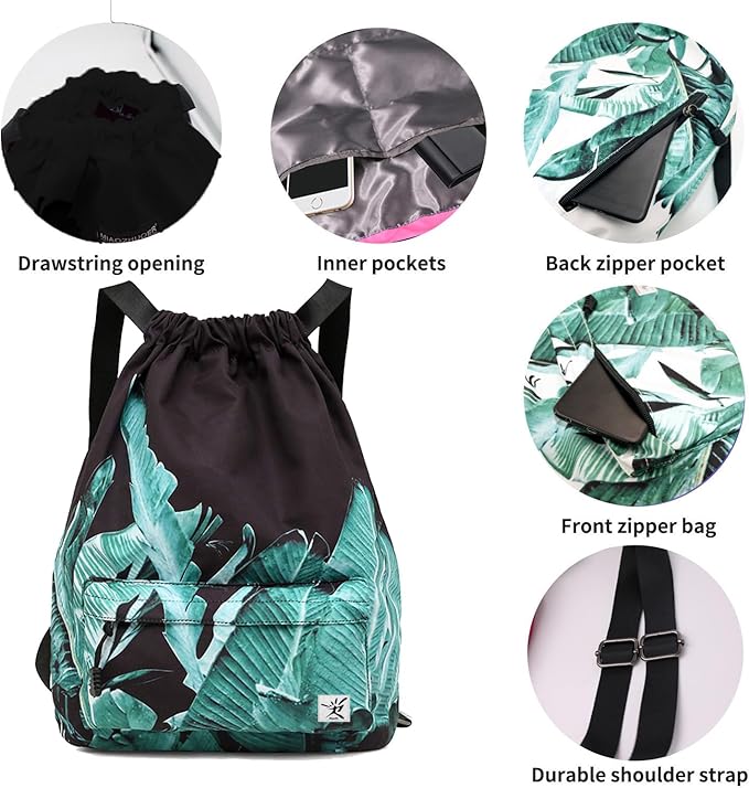 Waterproof Drawstring Bag, Gym Bag Sackpack Sports Beach Backpack for Men Women