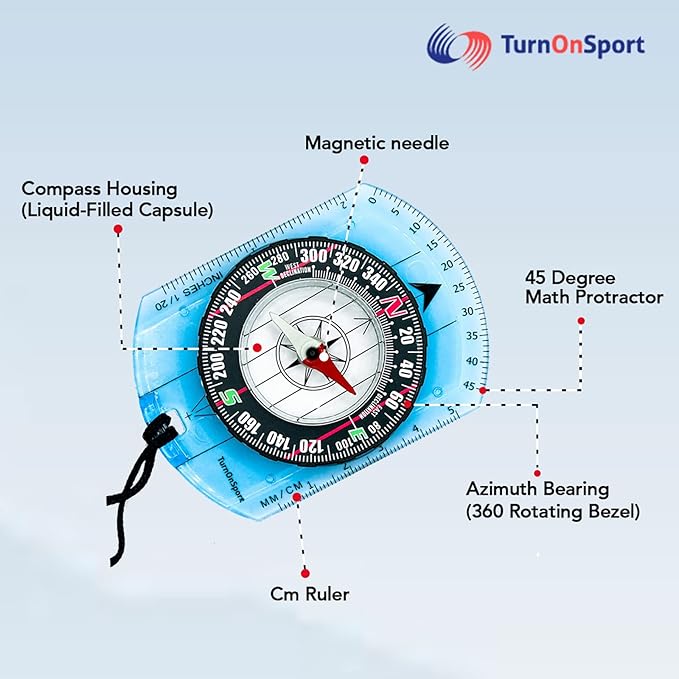 Orienteering Compass - Hiking Backpacking Compass - Advanced Scout Compass Camping and Navigation - Boy Scout Compass Kids - Childrens Compasses for Map Reading - Baseplate Compass Survival