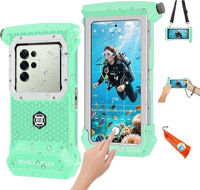 2026 Diving Snorkeling Phone Case for iPhone 17/16/15/14/13/12/11 Pro Max/XS/X Samsung Galaxy S26/S25/S24 Professional Scuba Dive Waterproof Underwater Photo Video Cover (5TH Gen, Teal-)