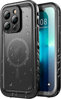 SPORTLINK for iPhone 13 Pro Max Case Waterproof - Buit in Screen Protector [Compatible with MagSafe][IP68 Underwater][6.6FT Military Dropproof][Dustproof] Full Body Shockproof Case 6.7" Black
