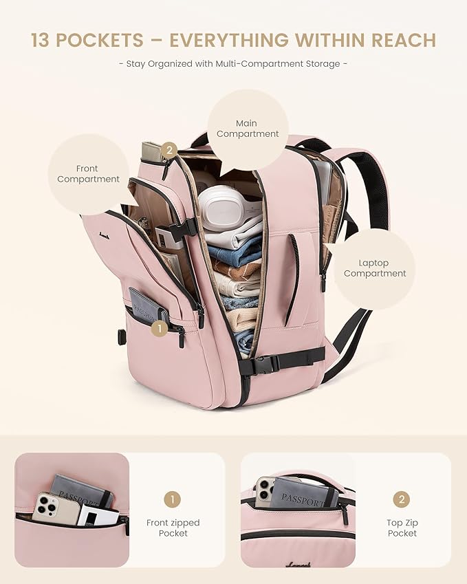 LOVEVOOK Travel Backpack for Women & Men, 60L Large Carry On Backpack Airline Approved, TSA Personal Item Weekender Bag, Laptop Backpacks with 3 Packing Cubes for Travel Essentials, Waist Belt