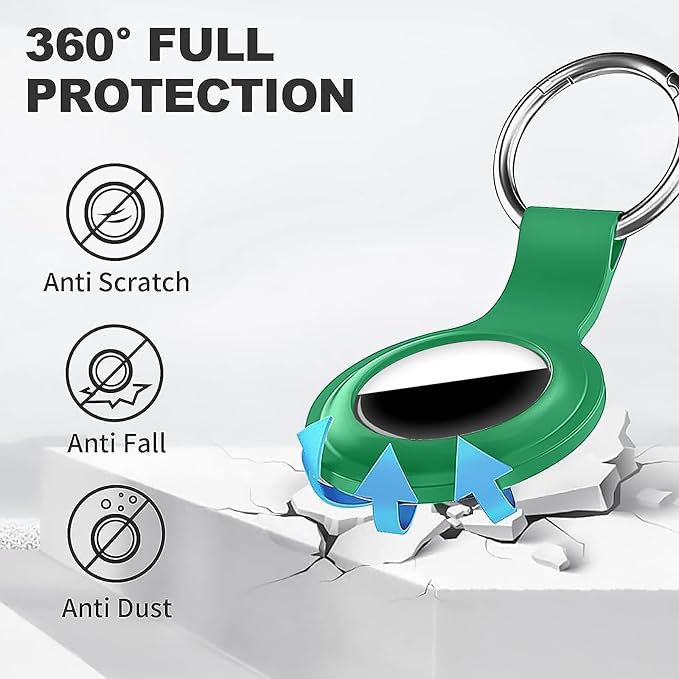 Linsaner Case for AirTag 2nd Gen (2026) & 1st Gen, Silicone Holder Keychain Key Ring, Protective Cover for Apple for Air Tags, GPS Finder Accessories for Bags, Pets, Kids, Luggage, Grass Green
