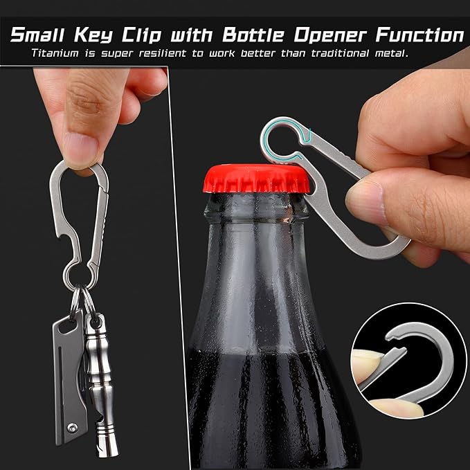PJYTAC Key Chain Clip Titanium Carabiner Keychain Quick Release Carabiner for Keys Titanium Key Rings Heavy Duty