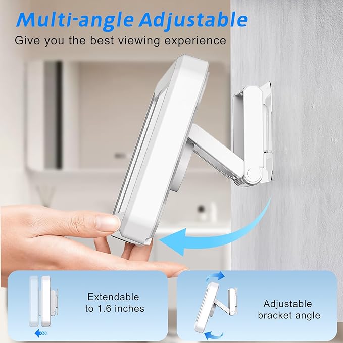 Shower Phone Holder Waterproof,480° Rotatable, Multi-Angle Adjustable Wall Mounted Phone Holder for Bathroom Bathtub Kitchen Mirror, Compatible with All 4-7" Smartphones