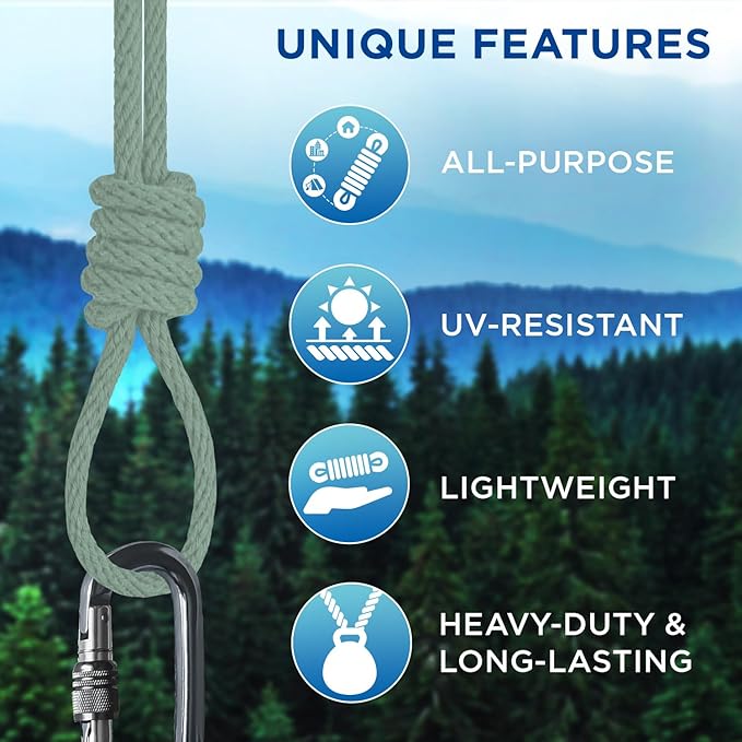 TECEUM Cotton Rope 3/16” (5 mm) – 50 FT – Strong All-Purpose Braided Rope – Natural Cotton – for Crafting, Сamping, Clothes Line, DIY, Indoor & Outdoor Use – Soft Sage
