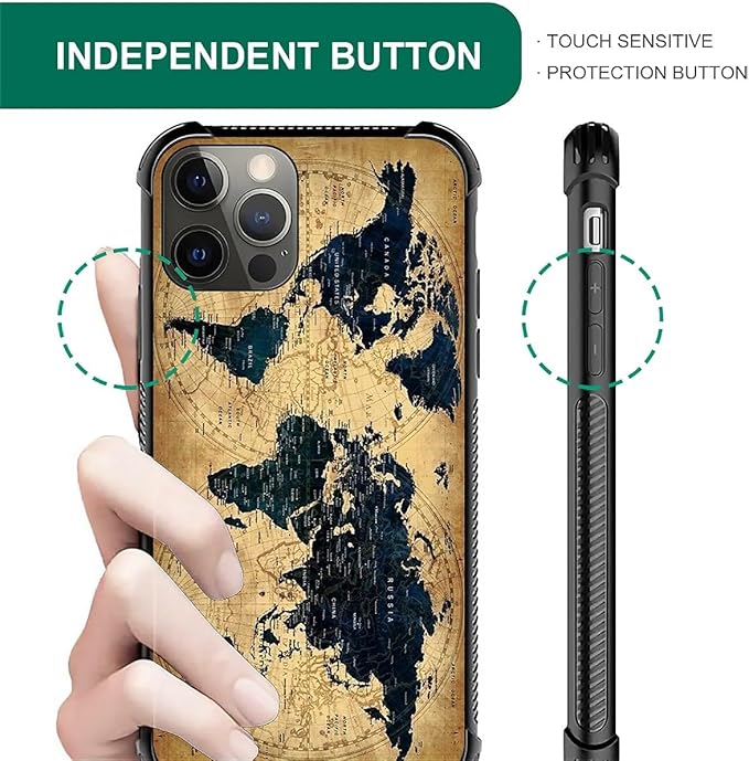 for iPhone 11 Pro Max Case, Brown World Map Pattern Graphic Design Girl Boy Soft Silicone Hard Acrylic Shock Protection for iPhone 11 Pro Max