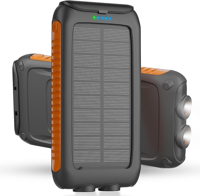 Solar Charger Power Bank 49800mAh Portable Solar Phone Charger with 2 USB-A and Type-C Interface, 15W Fast Charging for iPhone, Samsung etc. Portable Battery Charger with Dual Flashlight for Camping