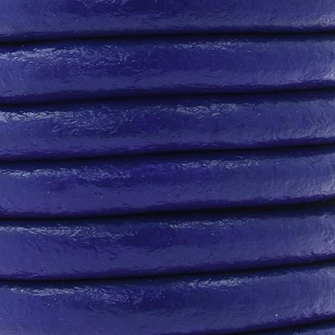 Mandala Crafts Round Genuine Navy Blue Leather Cord for Jewelry Making – 6mm Cowhide Leather Rope String Lace for Kumihimo – 4.4 Yards Cowhide Craft Cording Spool
