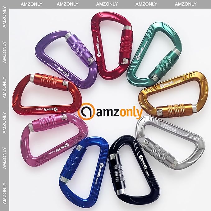 3inch Auto Locking Carabiner Clips Heavy Duty, 12KN /2697lbs Lightweight keychain carabiners, Sturdy Twist Lock Caribeeners for Camping Hiking Hammock Swing Backpack, dog leash and Harness etc