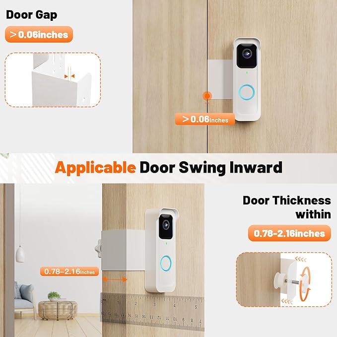 Blink Doorbell Mount, Anti-Theft Camera Mount Bracket with Rain Cover, Compatible with Blink Doorbell 1st Gen(Not for 2nd Gen), No Block Sensor & Night Vision, White