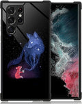 for Samsung Galaxy S22 Ultra Case, Galaxy Fox Wolf Pattern Graphic Design Girl Boy Soft Silicone Hard Acrylic Shock Protection for Samsung Galaxy S22 Ultra