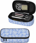 Blue Leaves Pencil Case Tropical Palm Summer Nature Tree Exotic Pencil Bag Pen Markers Pouch Holder Organizer for Boy Girl School Students