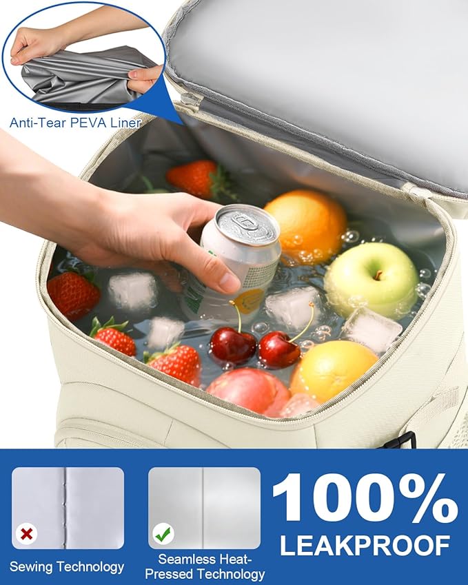 Pritent Cooler Backpack for Men Women Insulated Waterproof Backpack Cooler Leak Proof Cooler Bag Lightweight Lunch Backpack for Camping Beach Travel Picnic