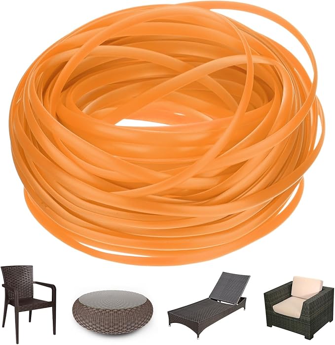 M METERXITY 1-Pack Wicker Repair Kit, 5mm x 66ft/20m Plastic Flat Rattan Replacement Supplies for Patio Furniture Repair/Basket Making/Chair Weaving, Synthetic Woven Rattan [Orange Yellow]