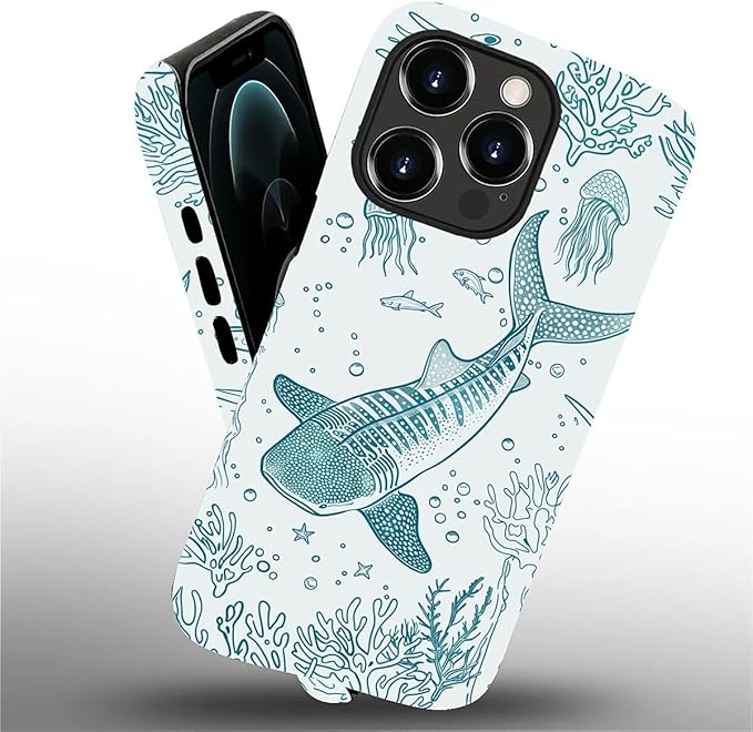 for iPhone 12 Pro Max Case,HH2 Ocean Whale Shark Hybrid 2 Layer Hard Shell Silicone Protective Pattern Design Case