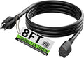 HUANCHAIN 8 FT 16 Gauge Black Indoor Outdoor Extension Cord Waterproof, Flexible Cold Weather 3 Prong Electric Cord Outside, 13A 1625W 125V 16AWG SJTW, ETL Listed