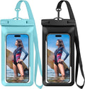 Waterproof Phone Case, with Inside Card Pack, IPX8 Under Water Phone Bag Compatible for iPhone 17/16/15/14/13/12 Pro Max Plus Cellphone Up to 8.3", Travel Essentials, 2 Pack-Black&Blue