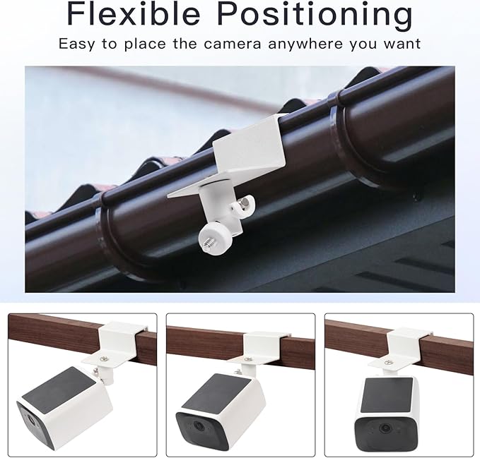 2Pack Gutter Mount Compatible with eufy Security SoloCam S220/C210, eufyCam 2C/2C Pro/S3 Pro, 3/S330, 2/2 Pro, 3C/S300, 360°Adjustable Weatherproof Mounting Bracket for Eufy Security Camera - White