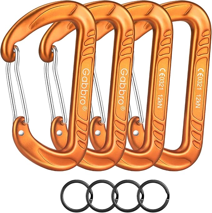 Gabbro Carabiner Clips Heavy Duty 12kN (2697 lbs), Wiregate Aluminum Lightweight Caribeener for Hammock, Hiking, Camping, Water Bottle, Dog Leash Harness, Keychains