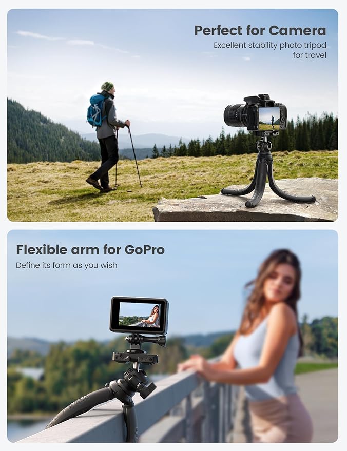 Lamicall Tripod for iPhone - [Ultra-Stable] Aluminium Phone Tripod with Wireless Remote, Mini Flexible Camera Stand Cold Shoe for Video Recording for Pocket 3 iPhone GoPro DSLR Camera Mothers Day