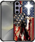 for Samsung Galaxy S24 S25 Case, Red American Flag Horse Cross Pattern Graphic Design Girl Boy Soft Silicone Hard Acrylic Shock Protection for Samsung Galaxy S24 S25