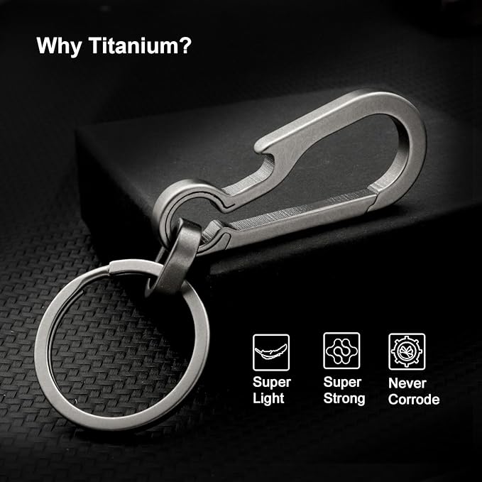 PJYTAC Key Chain Clip Titanium Carabiner Keychain Quick Release Carabiner for Keys Titanium Key Rings Heavy Duty