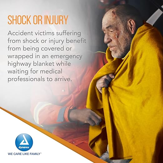 Dynarex Emergency Highway Blanket - Economy, Disposable and Water Repellent, Provides Full Coverage, Highly Visible for Safety, Yellow, 54” x 80”- 1 Case of 50 Emergency Highway Blankets
